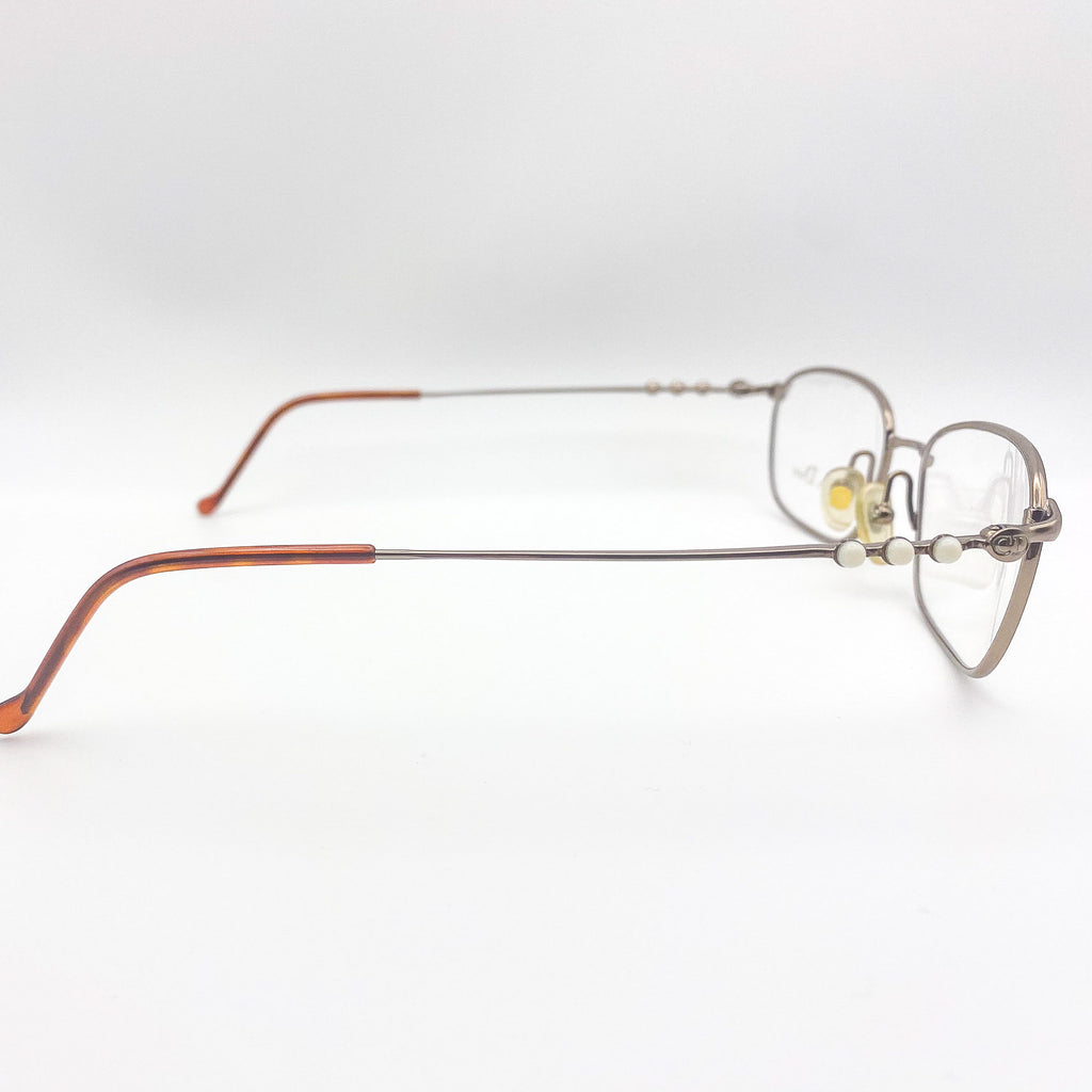 Eyeglasses with a gunmetal frame on a white background