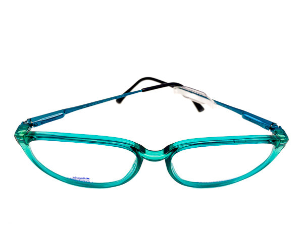 Teal eyeglasses on a white background