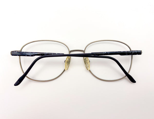 Round eyeglasses with black frames on a white background