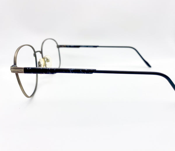Eyeglasses with a black frame on a white background