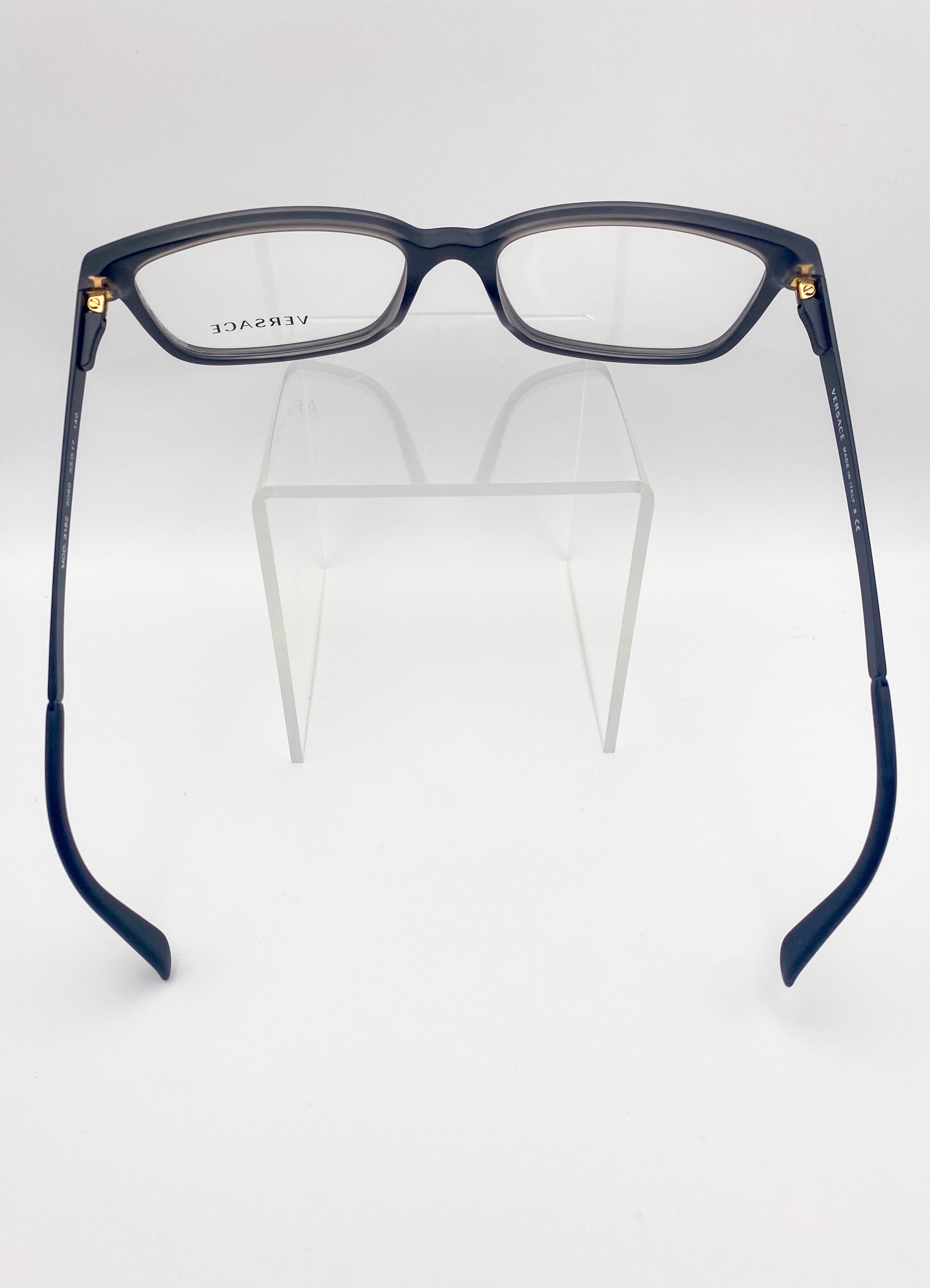 Black rectangular eyeglasses on a white background