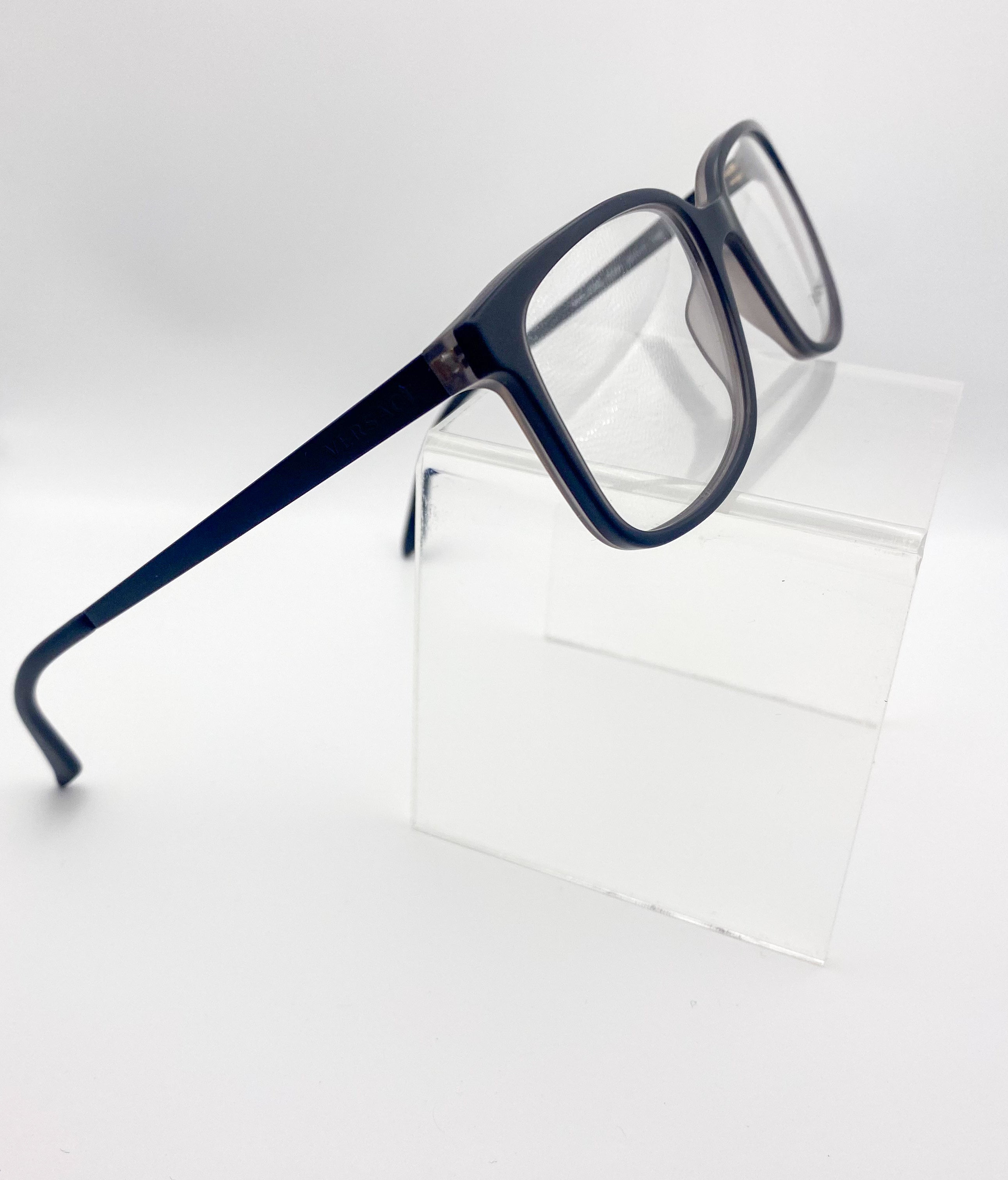 Black eyeglasses on a white background