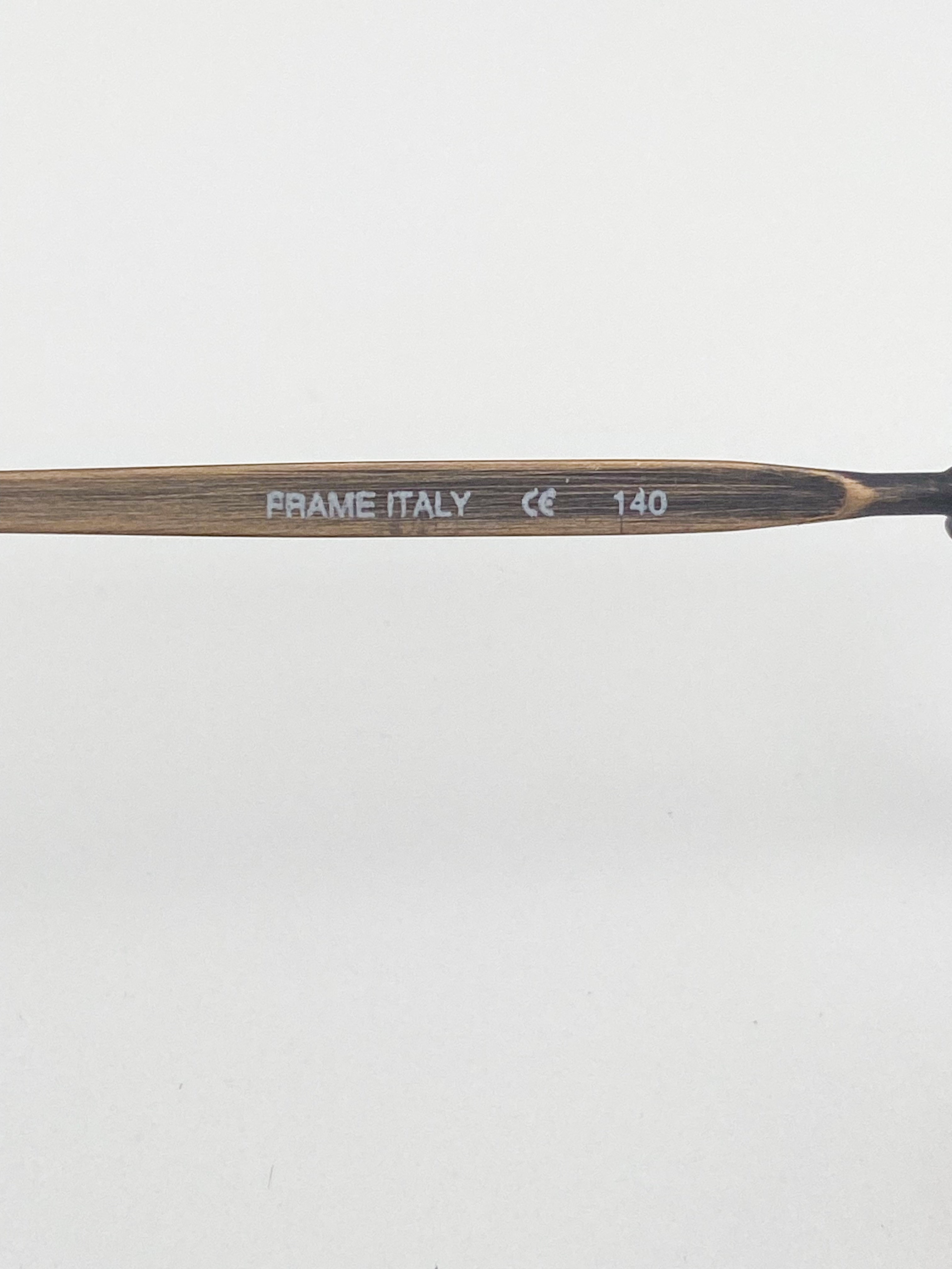 Eyeglasses stem with 'FRAME ITALY' branding on a white background