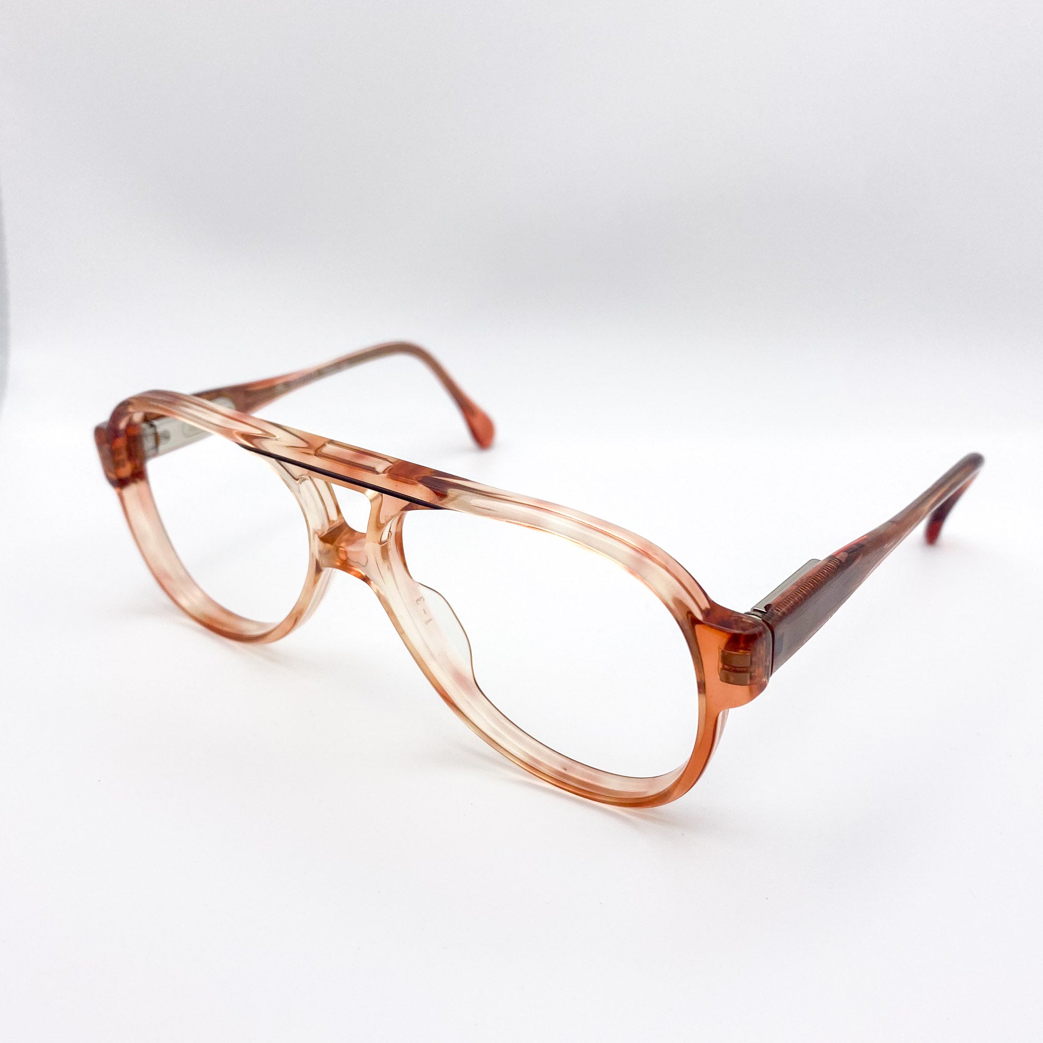Brown eyeglasses on a white background