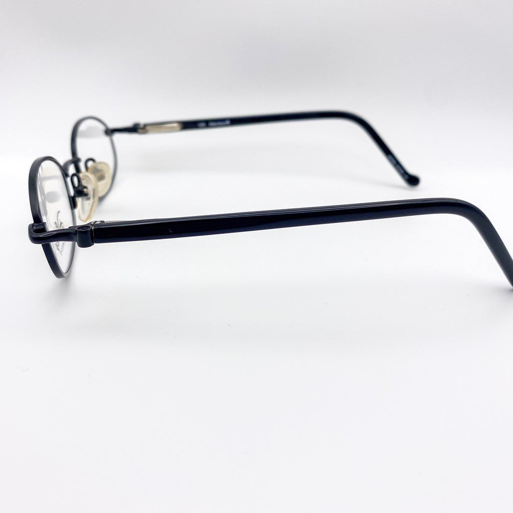 Black metal kids eyeglasses on a white background