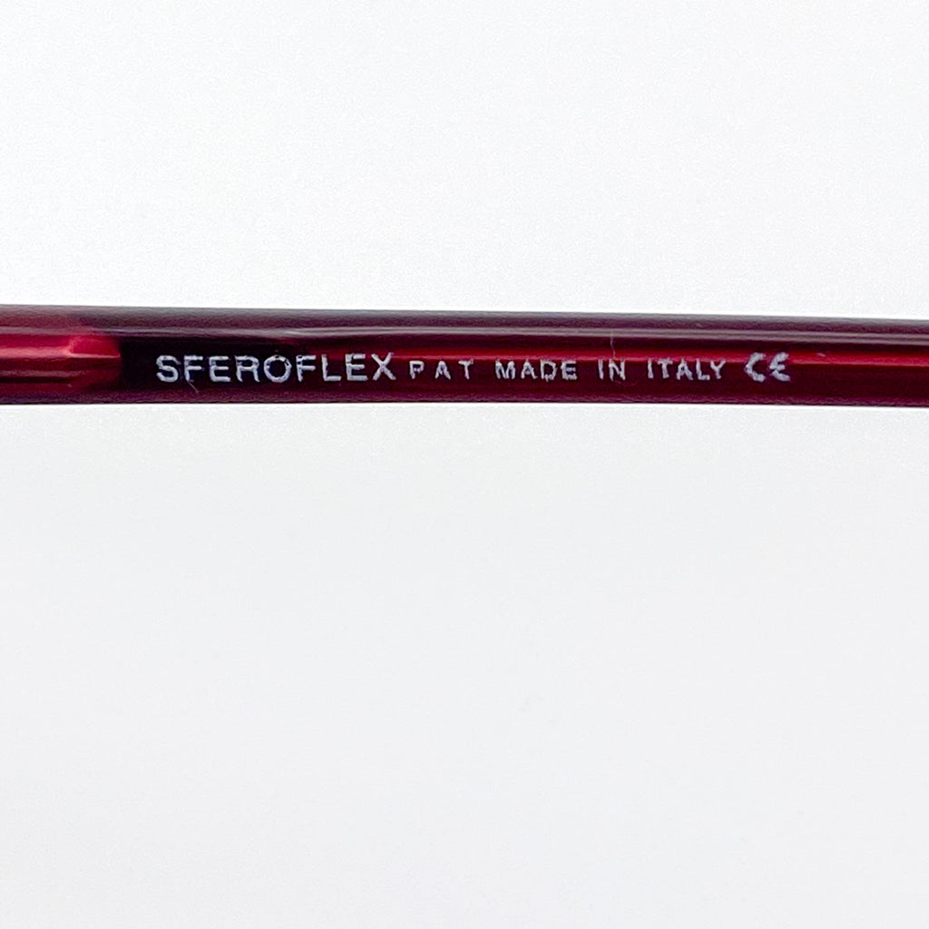 Red temple arm with 'Sferoflex' branding on a white background