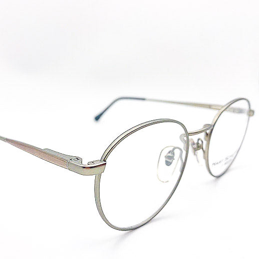 Silver eyeglasses on a white background