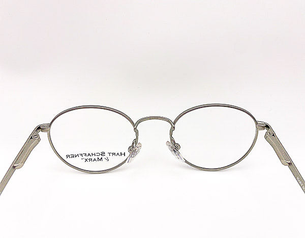 Silver eyeglasses on a white background