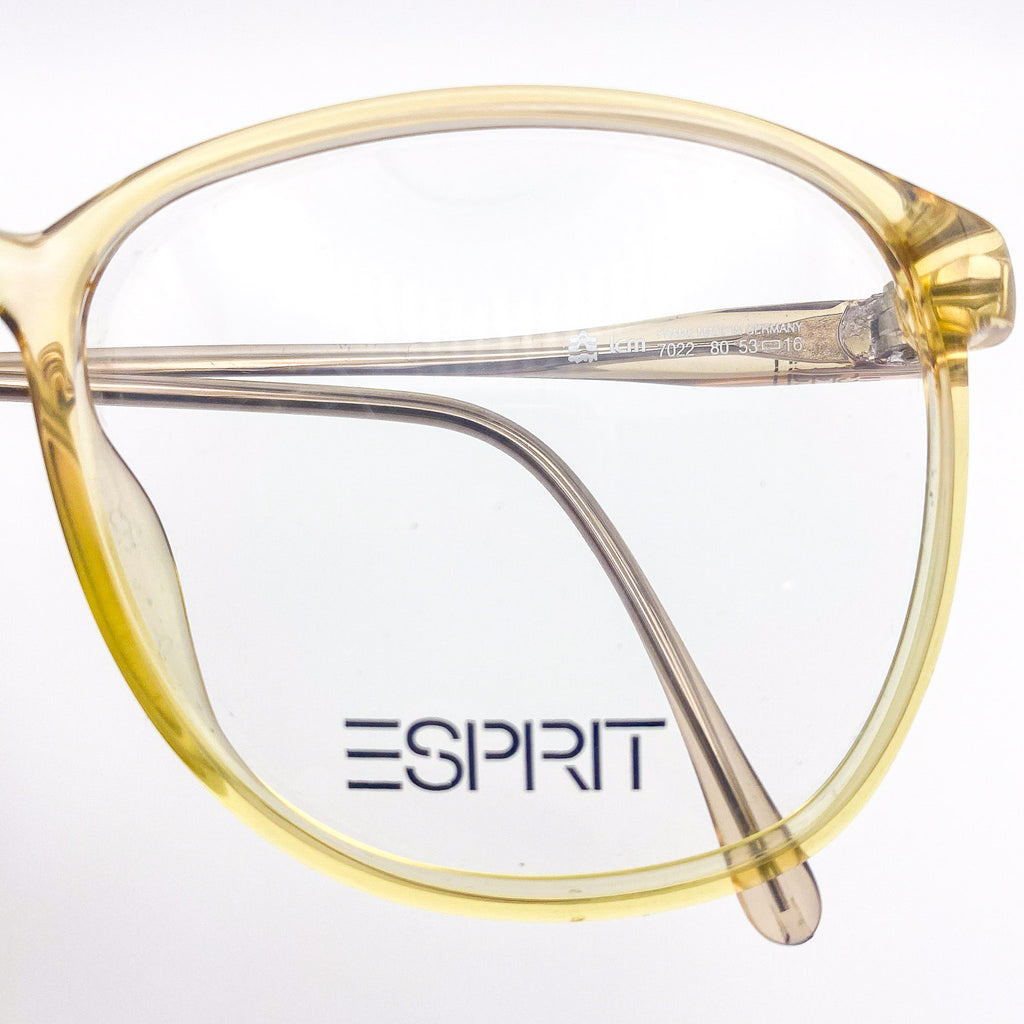 Oversized eyeglasses with 'Esprit' logo on a white background