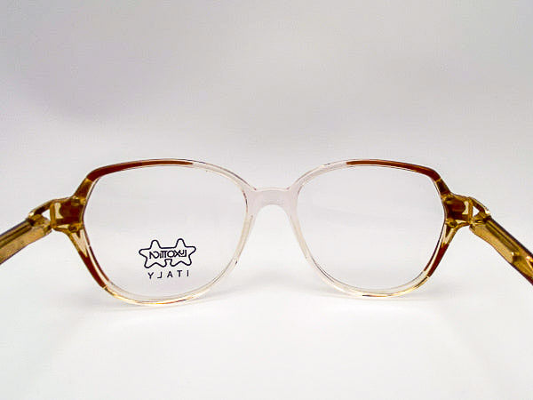 1980s eyeglasses with a visible brand logo on a white background
