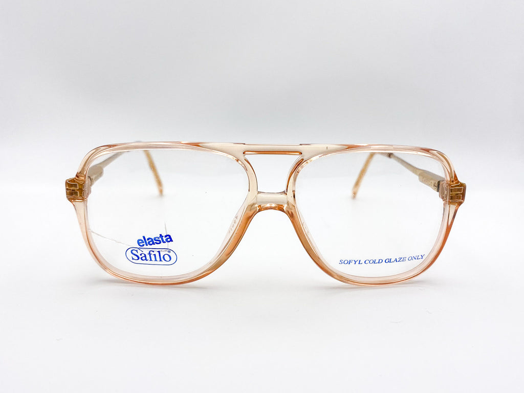 Vintage kids aviator eyeglasses with 'Safilo' branding on a white background