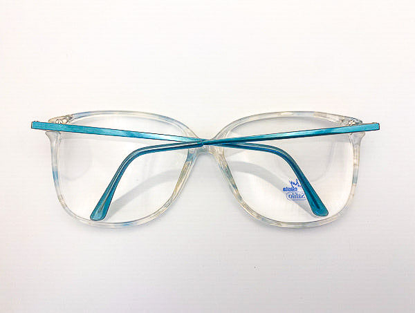 Safilo eyeglasses with blue frames on a white background