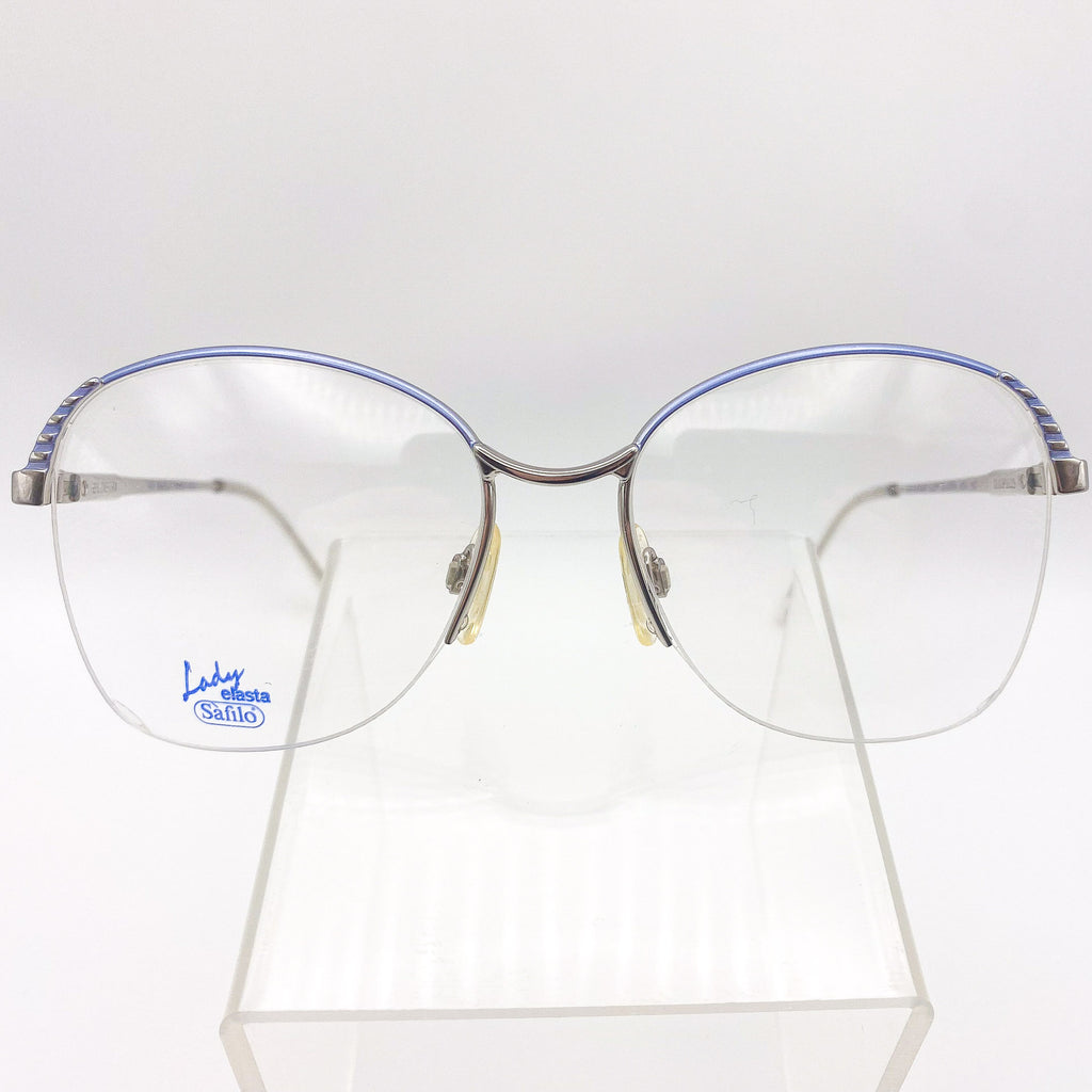 Eyeglasses with a visible brand logo on a white background