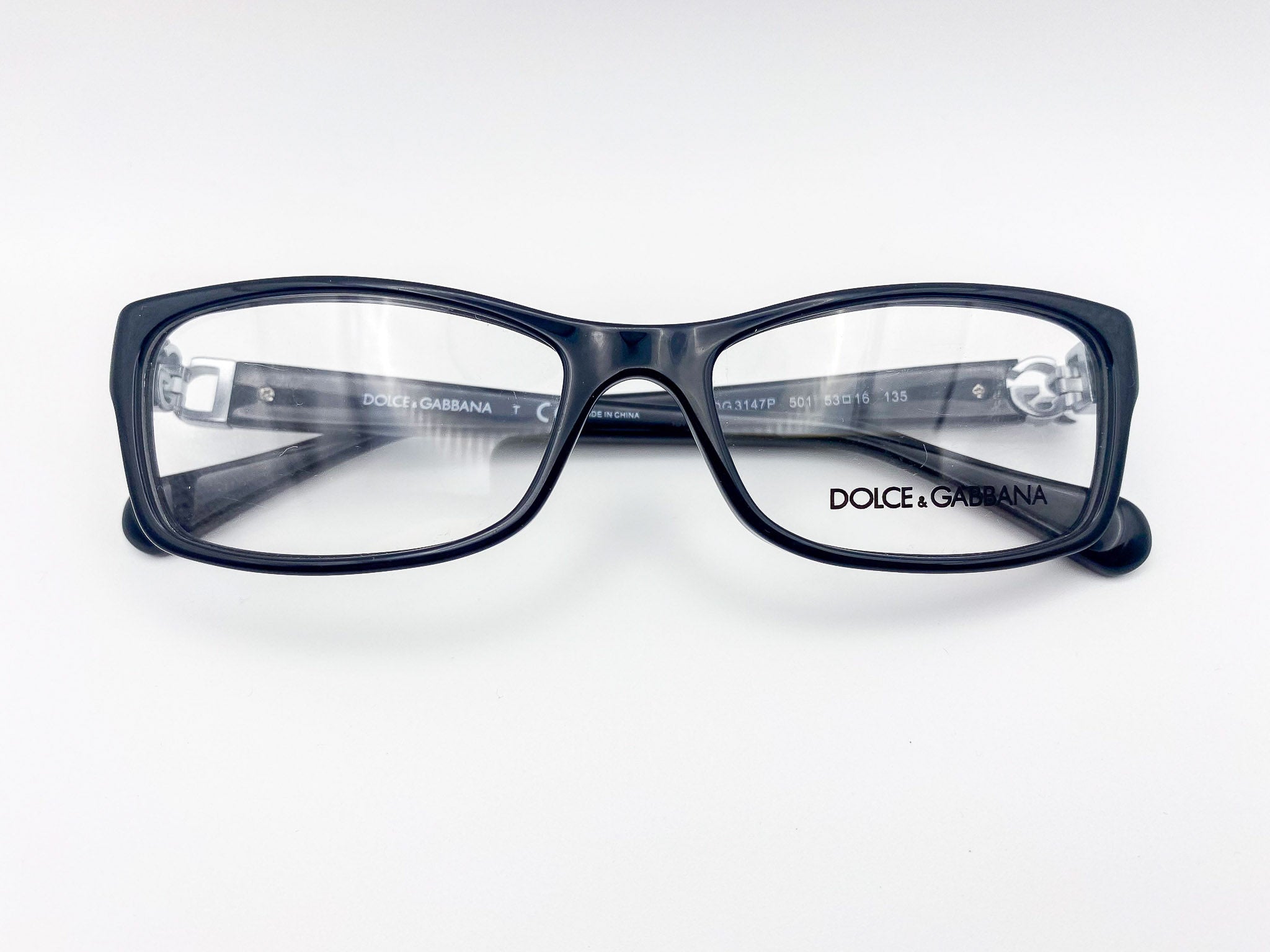 Vintage Dolce & Gabbana eyeglasses on a white background