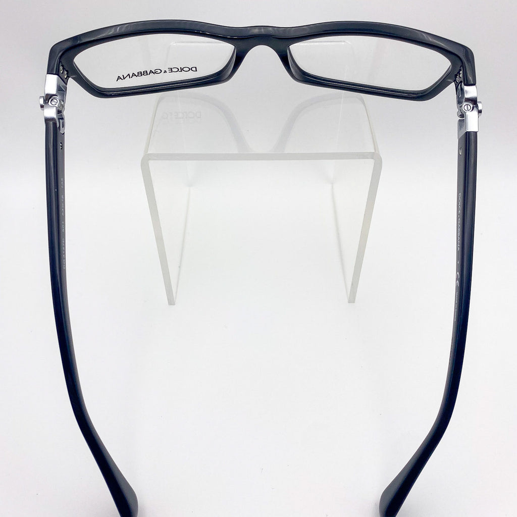 Black glasses with silver accents on a white background